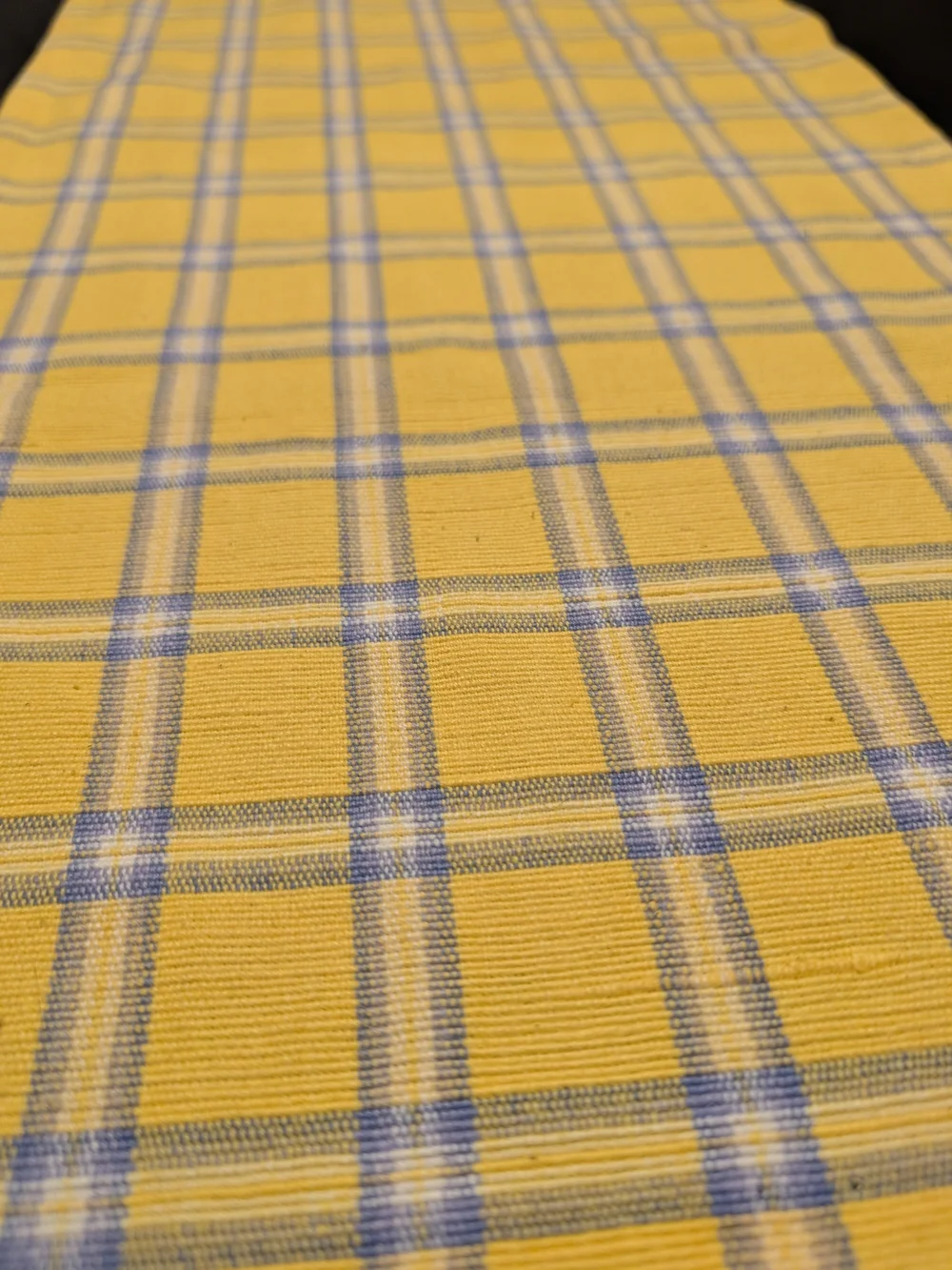 Boho Cottagecore Yellow Plaid Table Runner